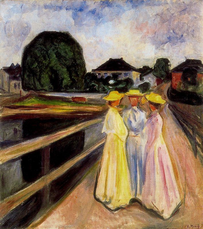 Three Girls on the Jetty, 1903 - Edvard Munch Painting